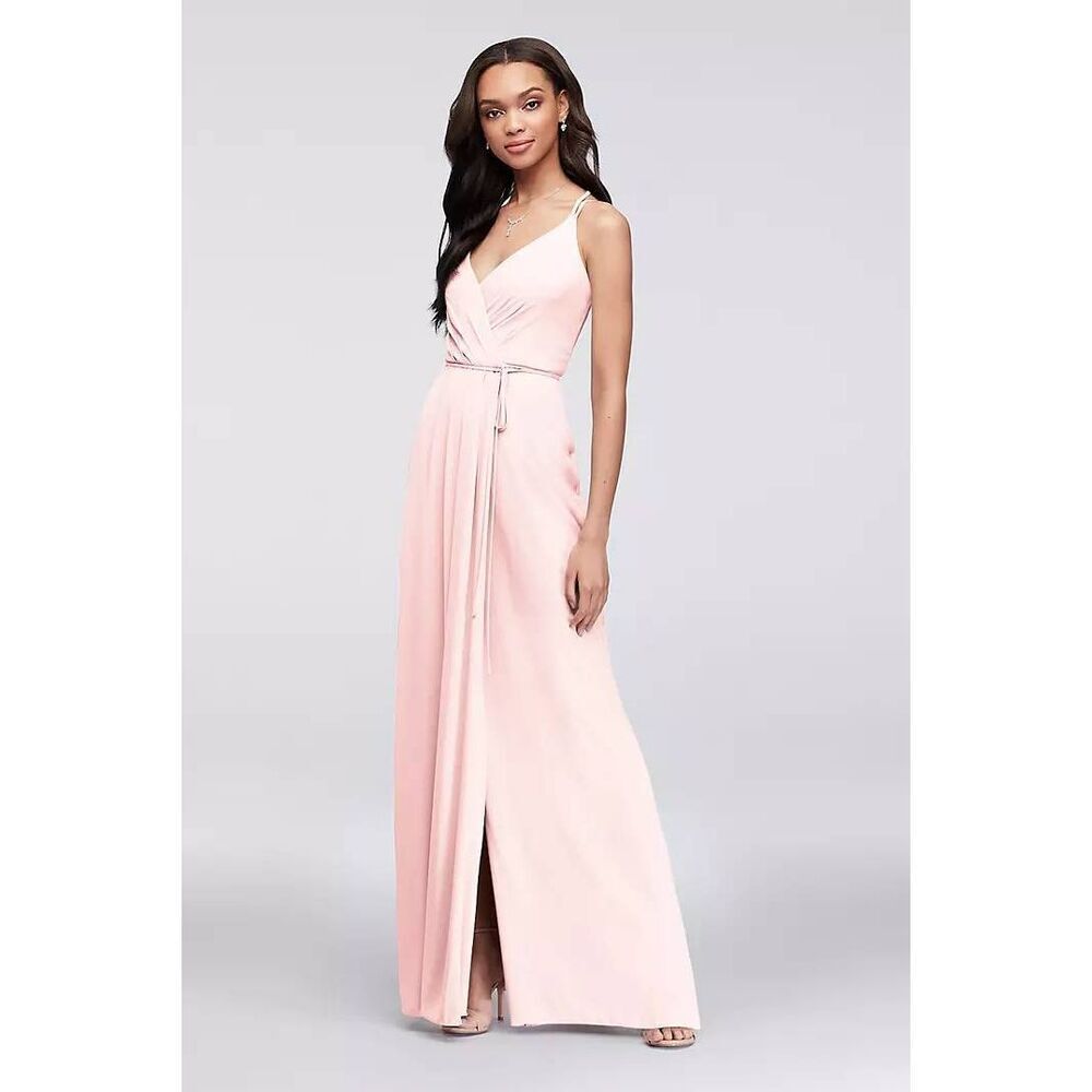 Celebrate DB Studio Women's Size 4 Petal Pink Long Georgette V-Neck Wrap Dress